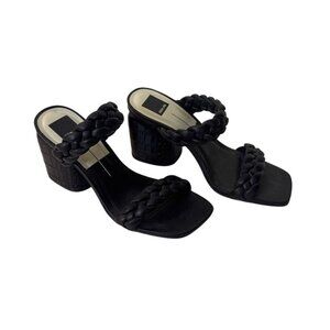 Dolce Vita Black Braided Strap Block Heel Sandals Size 8.5 Made In Brazil